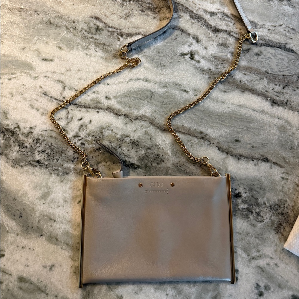 Chloé Motty Gray Leather Mini Roy Clutch